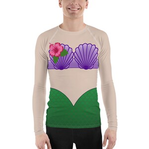 Mermaid Shell Princess Running Costume Men&#39;s Long Sleeve Top