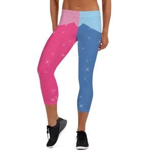 Pink and Blue! Sleeping Beauty Running Costume Capri Leggings