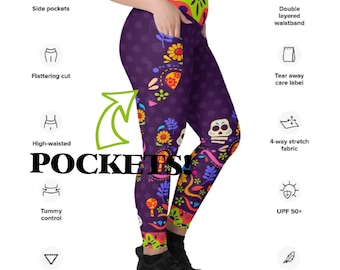 Land of the Dead Running Costume Recycled Leggings with Pockets