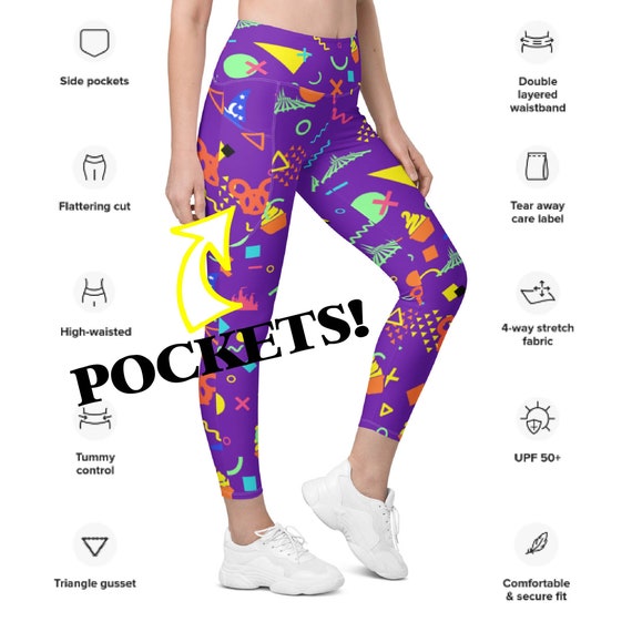 1990s Retro Running Costume Recycled Leggings With Pockets 