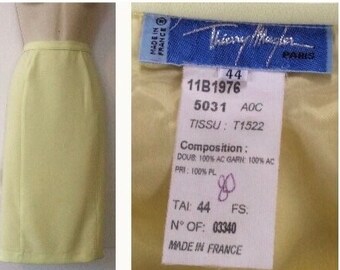 Thierry Mugler Vintage Skirt - Yellow Vintage 2000 Y2K Straight Skirt by Thierry MUGLER Paris Size 44 (FR) Made in France