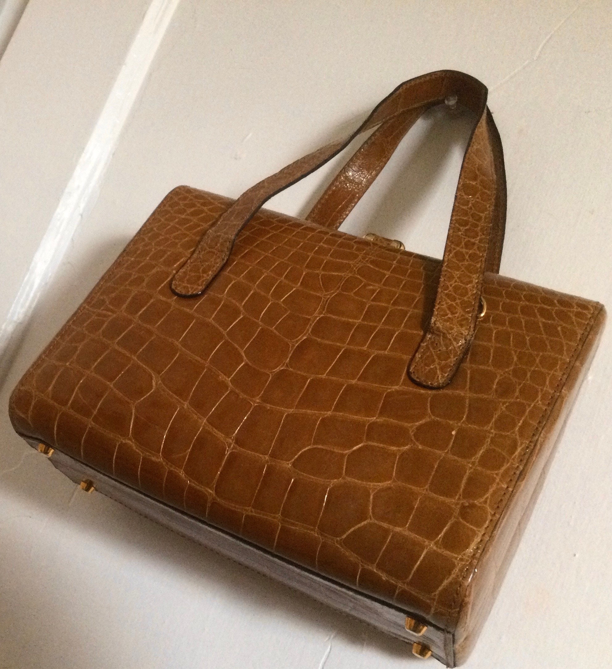 Giorgio costa leather croc embossed satchel hotsell