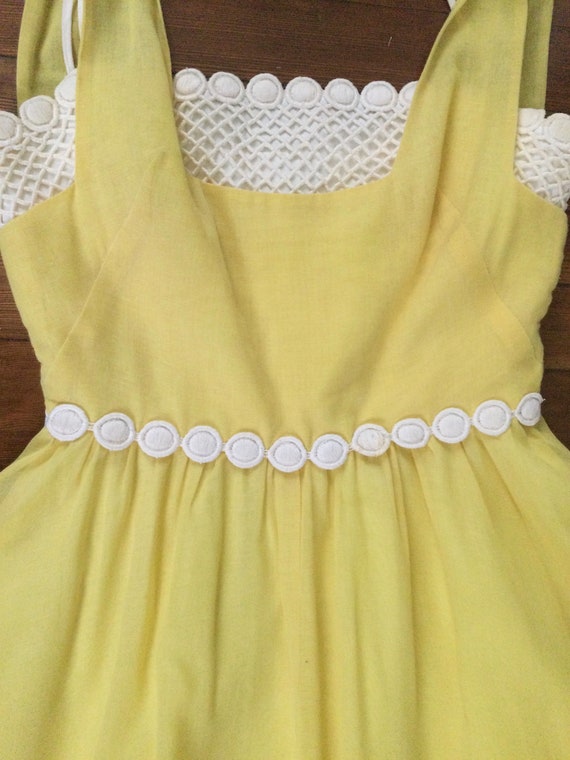 Yellow EMMA DOMB Crochet 1960’s Dress - Yellow Ti… - image 7