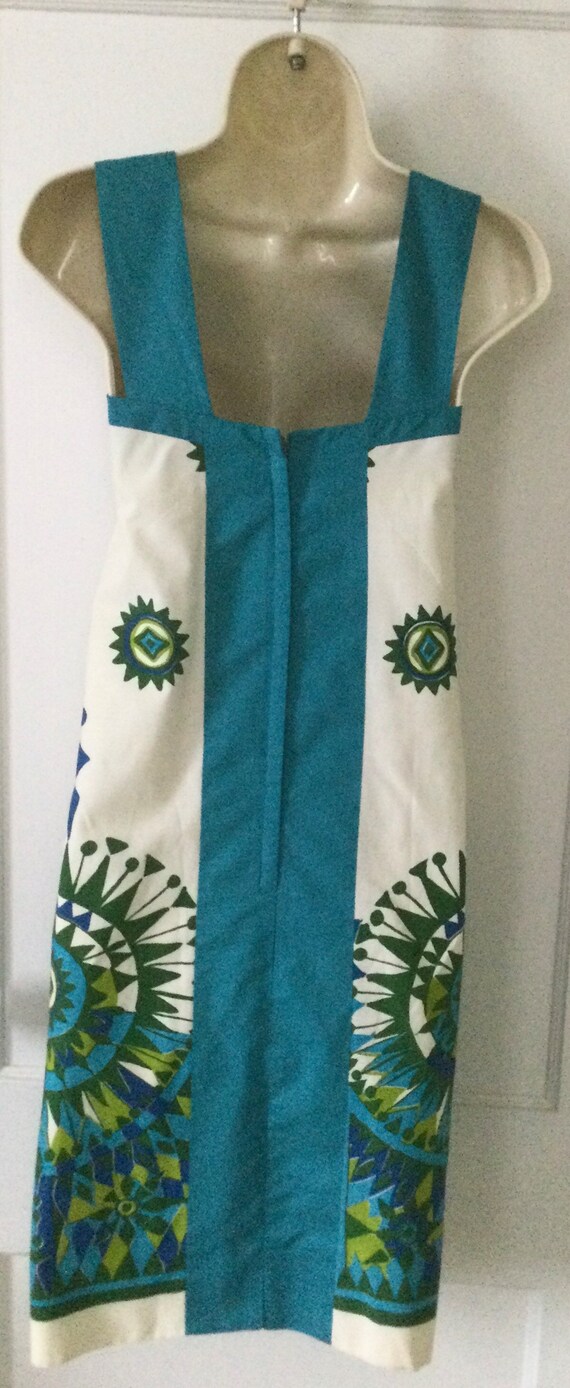 SHAHEEN’S 1950’s Vintage Hawaiian Dress - Teal/Iv… - image 8