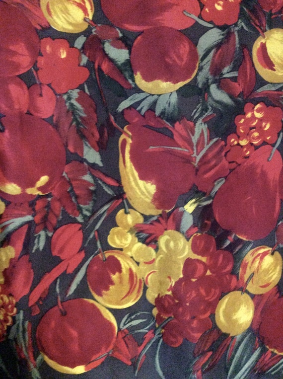 Fruit-Print Albert Nipon Vintage Scarf - Brown/Re… - image 1