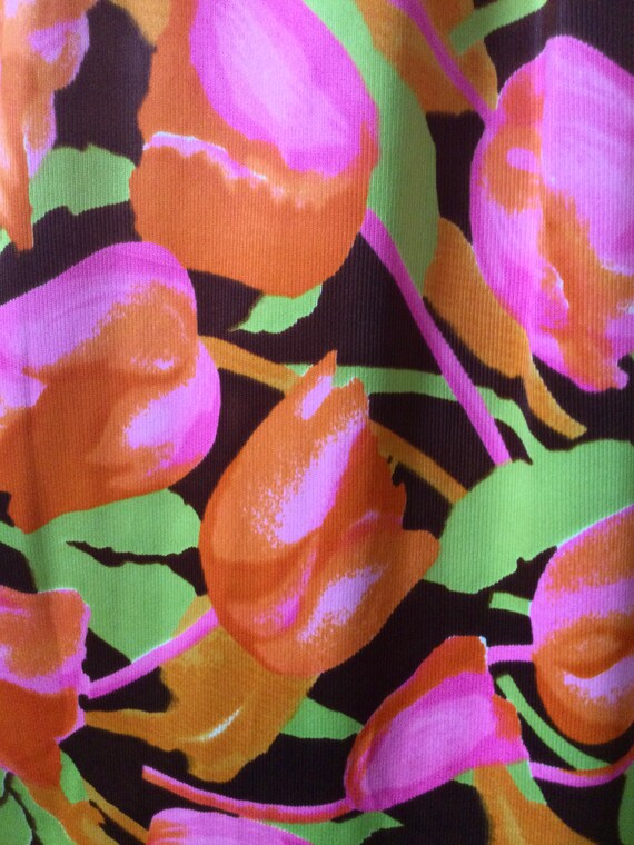 Floral 1970’s Vintage Maxi Skirt - Tangerine/Pink… - image 3