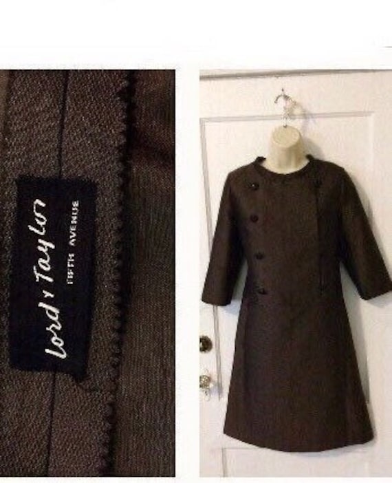 LORD & TAYLOR Vintage Dress - Brown Buttoned Fron… - image 1