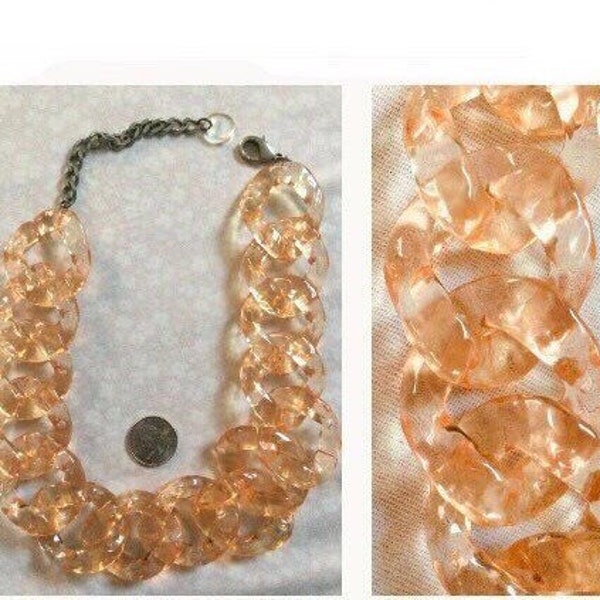 Lucite JOAN GOODMAN Pono Necklace -  Peach Colored Lucite/Resin Link PONO Statement Ana Necklace by Joan Goodman
