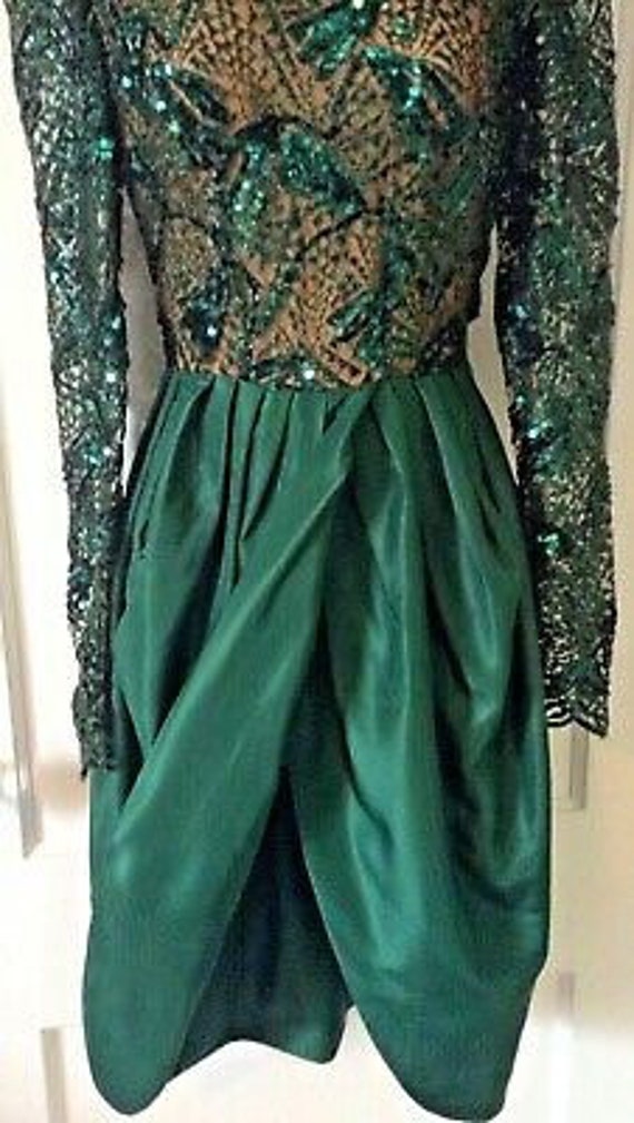 Paul-Louis Orrier Vintage Dress - Green Lace/Sequ… - image 9