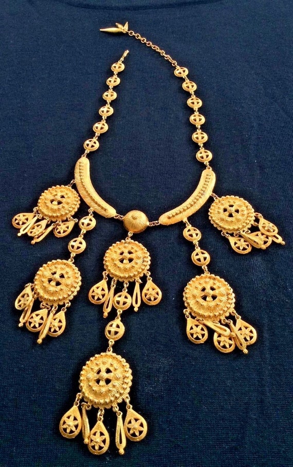 HATTIE CARNEGIE Vintage Bib Necklace - Egyptian Re