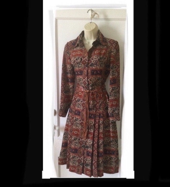 CACHAREL 1970’s Vintage Shirt Dress - RustBrown 19