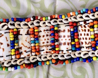 Beaded Vintage African Tribal Belt - Hand-woven Multi  display picture 1
