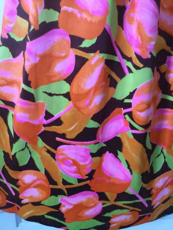 Floral 1970’s Vintage Maxi Skirt - Tangerine/Pink… - image 6