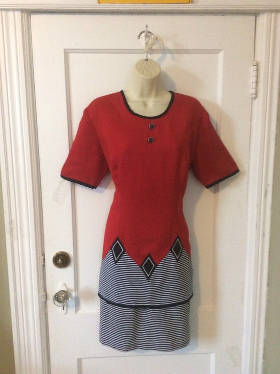 Paco Rabanne Dress - Red/Black/White Short-Sleeve