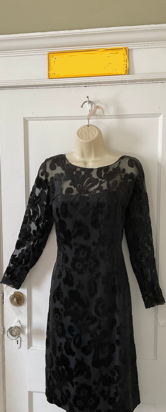 ANNE FOGARTY Vintage Burnout Velvet LBD Dress - Bl