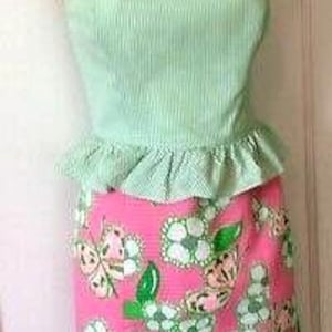 Lilly Pulitzer LOWE Dress - Pink/Green Pretty-Pink-Tootie Print Strapless LOWE Dress by Lilly Pulitzer Size 2