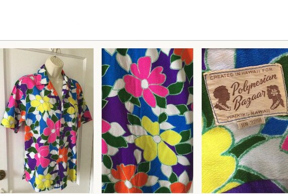 POLYNESIAN BAZAAR 1950’s Vintage Hawaiian Shirt -… - image 10