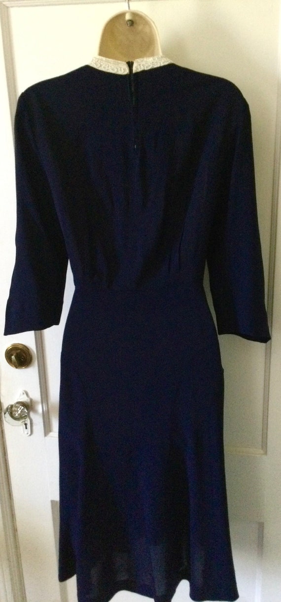 Navy 1960’s LORD & TAYLOR Dress - Navy-Blue 3/4-S… - image 9