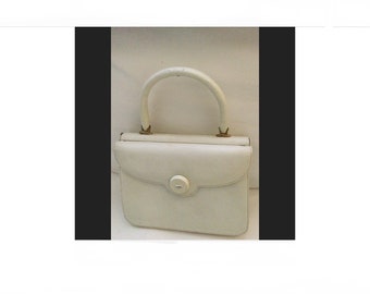 Ivory BONWIT-TELLER 1950’s Vintage Bag - Small Ivory Leather 1950’s Vintage Top Handle Bonwit Teller Bag - Made in ITALY