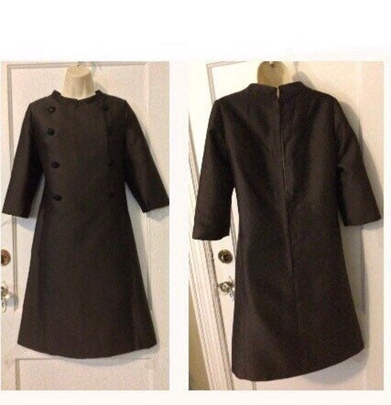 LORD & TAYLOR Vintage Dress - Brown Buttoned Fron… - image 3