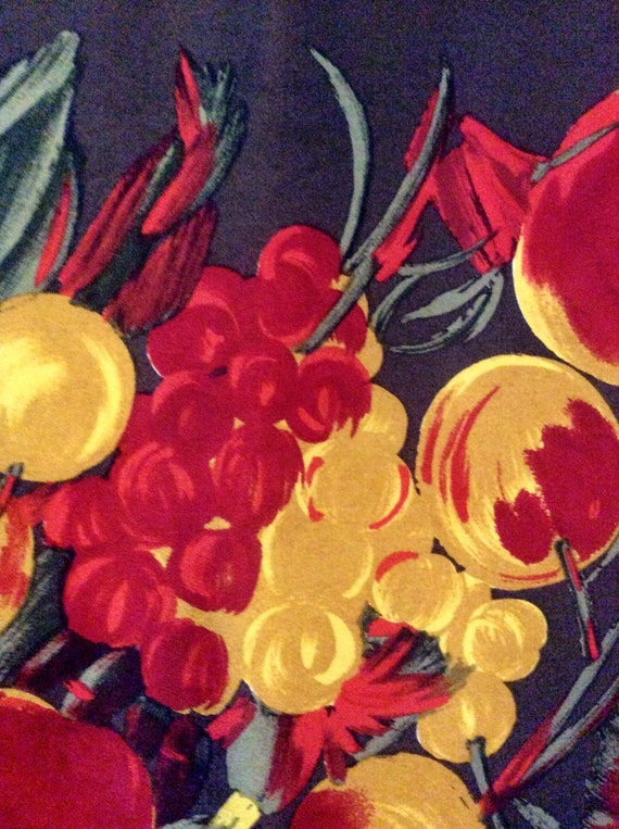 Fruit-Print Albert Nipon Vintage Scarf - Brown/Re… - image 5