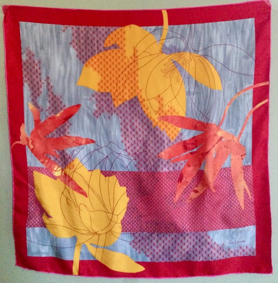 Guy Laroche Vintage Silk Scarf - Red/Yellow Autum… - image 1