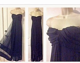 Yves Saint Laurent YSL Strapless Dress - New-With-Tags Black Pleated-Bust Silk Yves Saint Laurent Rive Gauche A-Line Strapless Maxi Dress