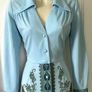 Alfred Shaheen Floral 1970’s Midi Shirt Dress - Blue Floral/Paisley Print 1970s Vintage Long Sleeve ALFRED SHAHEEN Hawaiian Midi Shirt-Dress