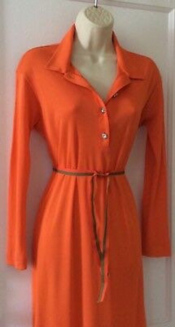 Todd Oldham Vintage Midi Shirt-Dress - Tangerine … - image 6