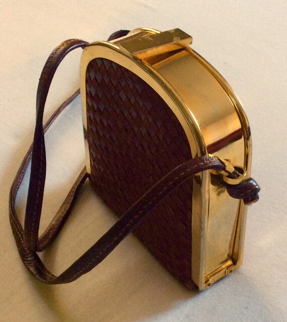 Brass/Leather 1970s Vintage Bag - Brass/Woven-Lea… - image 3