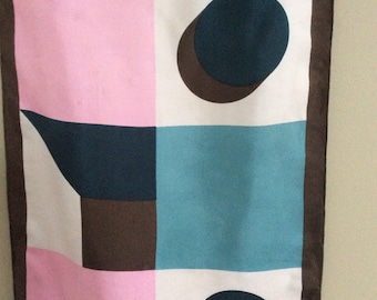 Vintage Silk Jacques Fath Scarf - Multi-colored Geometric Print 1950’s Vintage Rectangular Shaped Silk Scarf by JACQUES FATH - Paris
