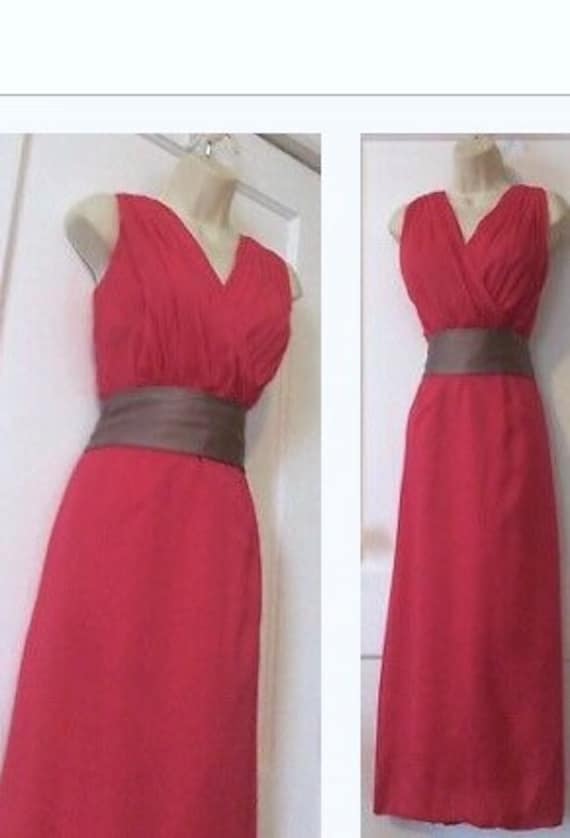 Pink Vintage Silk Maxi-Dress - Long Fuchsia-Pink … - image 1