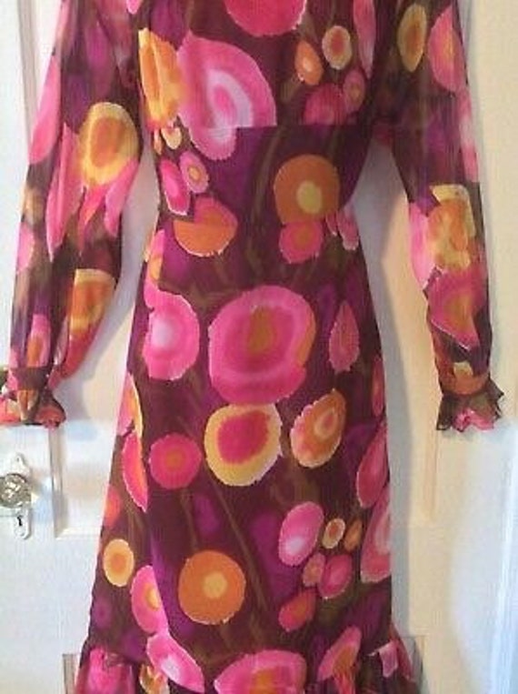 Pink Vintage Floral 1960’s Vintage Maxi Dress - L… - image 7