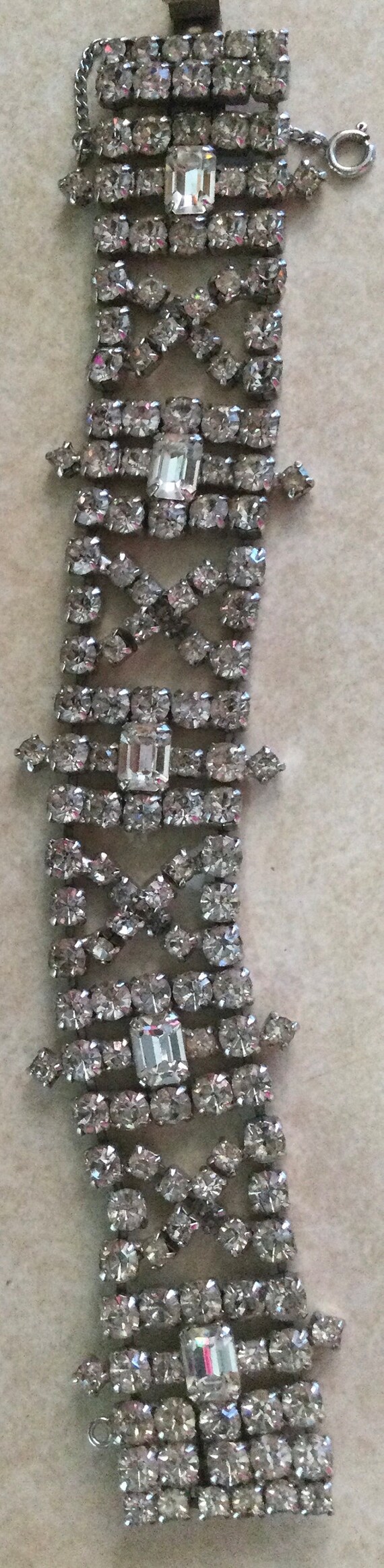 Rhinestone 1950’s KRAMER Bracelet - Wide Rhinesto… - image 3