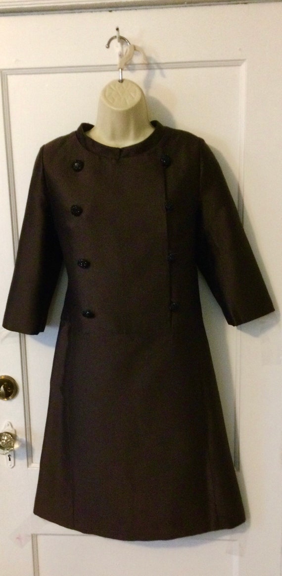 LORD & TAYLOR Vintage Dress - Brown Buttoned Fron… - image 2