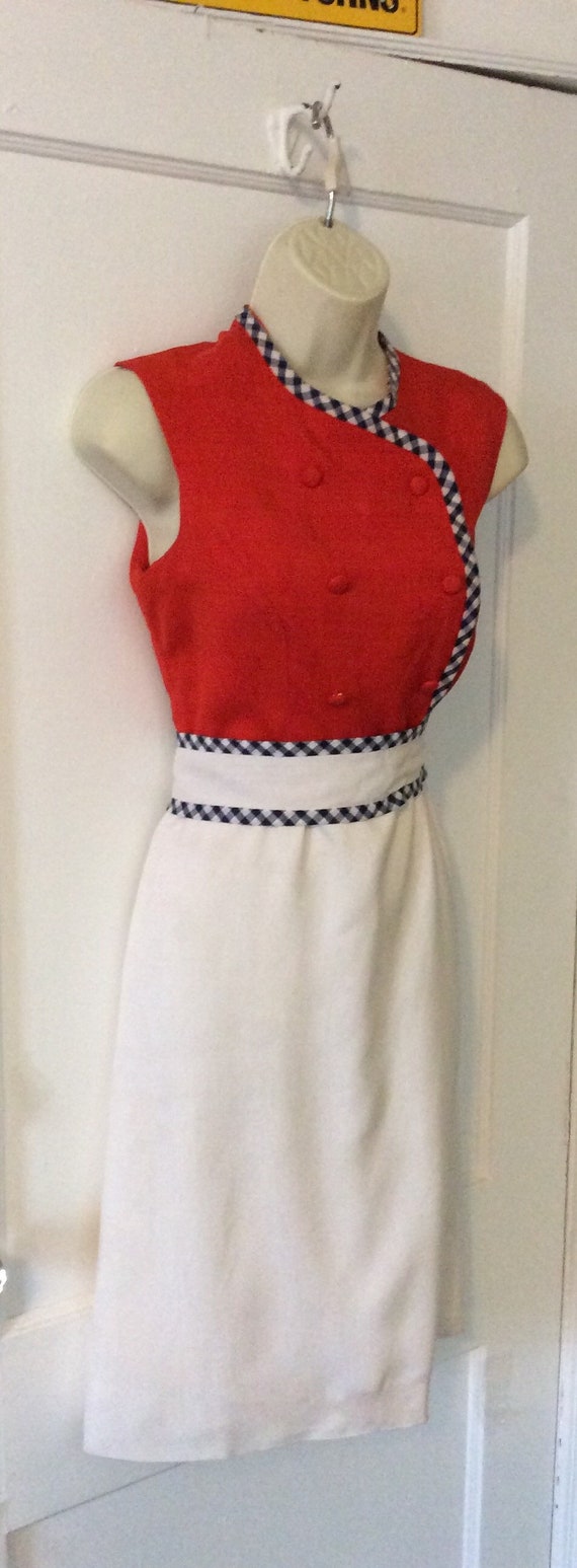 Bonwit Teller Vintage Dress - Red/Ivory Silk 1970… - image 7