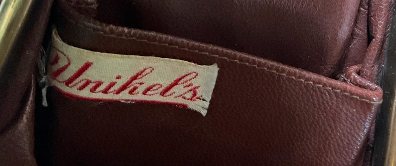Vintage 1950s Croc Leather Bag - UNIKEL'S Brass Frame Single Strap Handbag bild 10