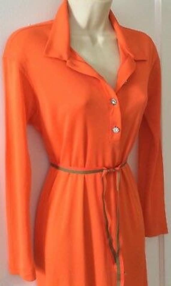 Todd Oldham Vintage Midi Shirt-Dress - Tangerine … - image 2