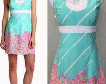 NWT Lilly Pulitzer Candice Dress - New-With-Tags Lilly Pulitzer Crash-Landing Print Sand-Bar-Blu CANDICE Shift Dress Size 8