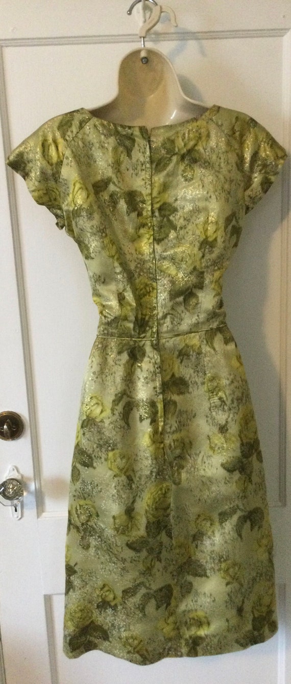 Green/Gold VENDOME Silk Vintage Dress - Olive Gre… - image 5