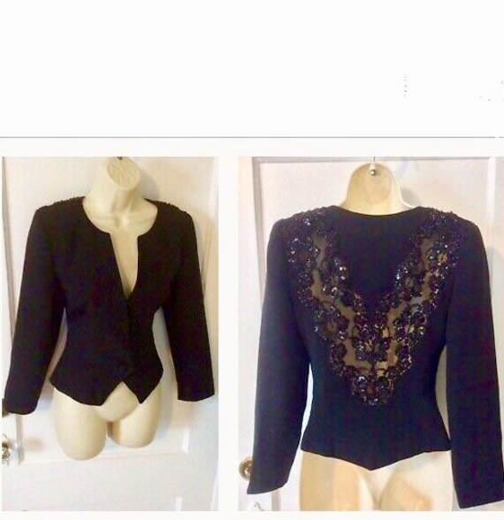 Vicky Tiel Vintage Jacket - Short Black Lace/Silk… - image 1