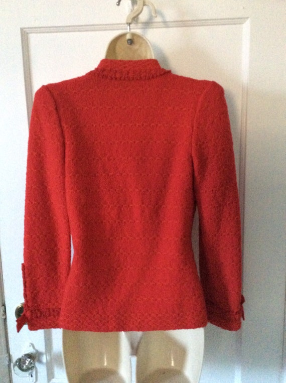 Red Wool Vintage ADOLFO Jacket - Red Wool Bouclé … - image 9