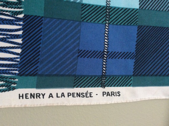 Henry A La Pensée Silk Scarf - Ivory/Blue/Brown F… - image 5