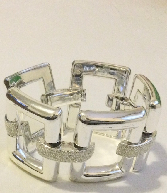 RALPH LAUREN Bracelet - Heavy Silver Plated Square Link 1990 RALPH LAUREN Bracelet - Heavy Silver Plated Square Link 1990