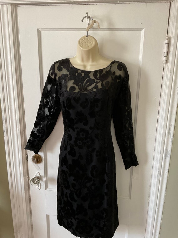 ANNE FOGARTY Vintage Burnout Velvet LBD Dress - B… - image 2