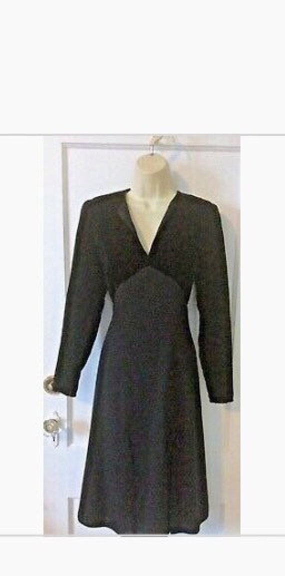 Black Vintage Ungaro Dress - Black Wool/Velvet Lon