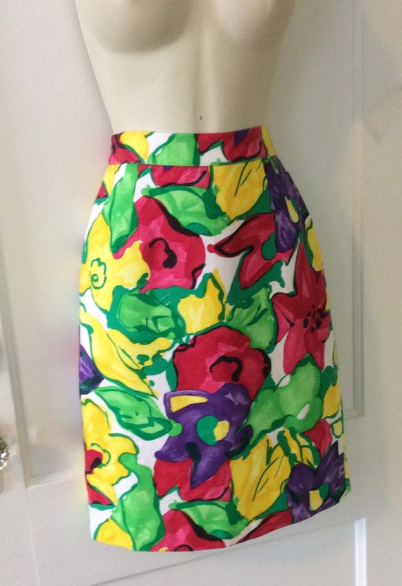 Luca-Luca Floral Skirt - Yellow/Red/Green Floral-… - image 2