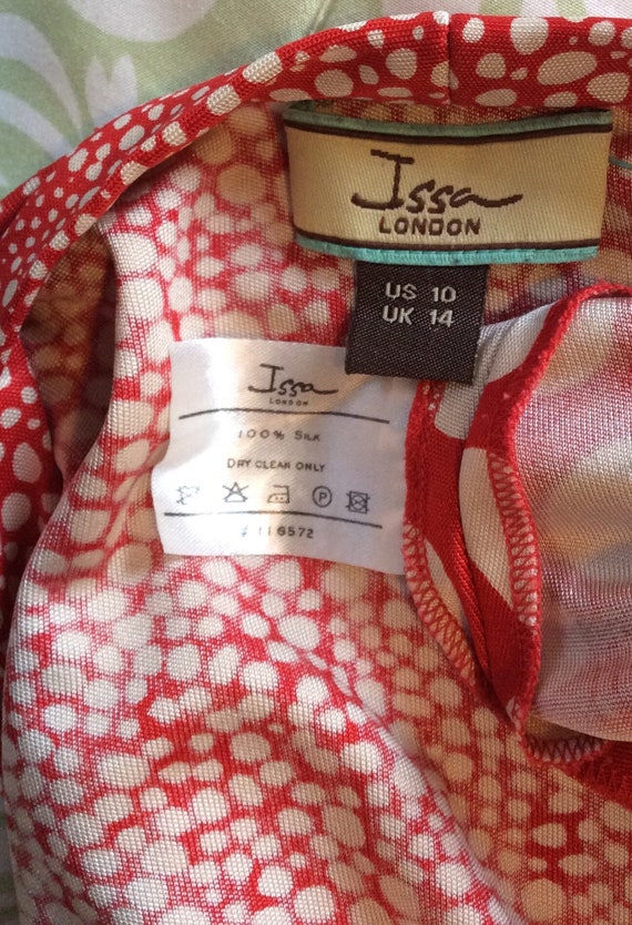 ISSA London Dress - Red/Ivory Waist Tie-Detail Dot-Pr… - Gem