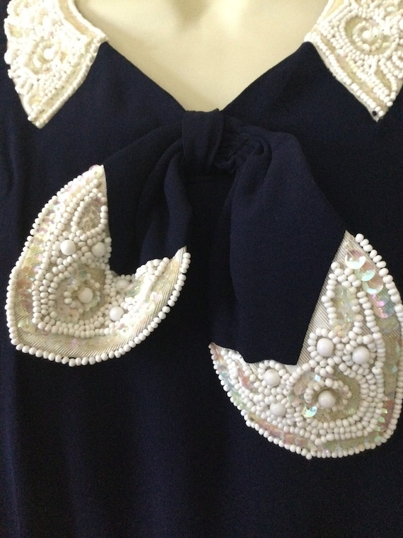 Navy 1960’s LORD & TAYLOR Dress - Navy-Blue 3/4-S… - image 8