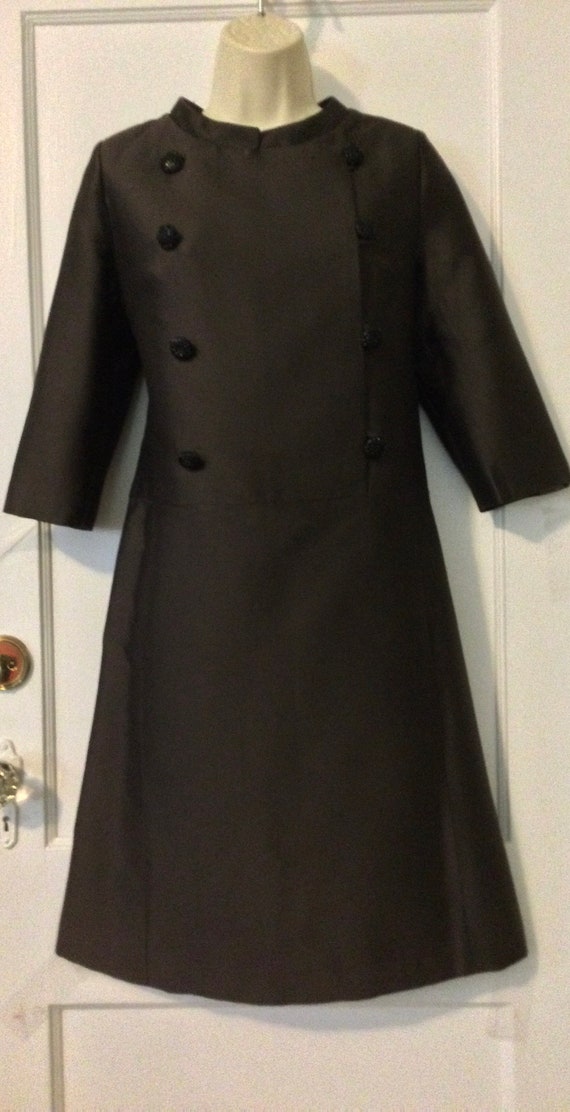 LORD & TAYLOR Vintage Dress - Brown Buttoned Fron… - image 4